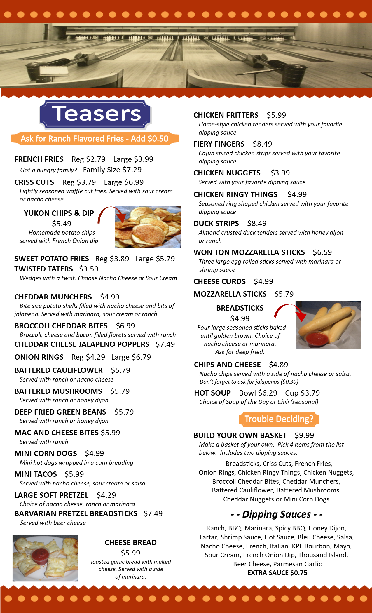 King Pin Lanes > FOOD MENU > MENU